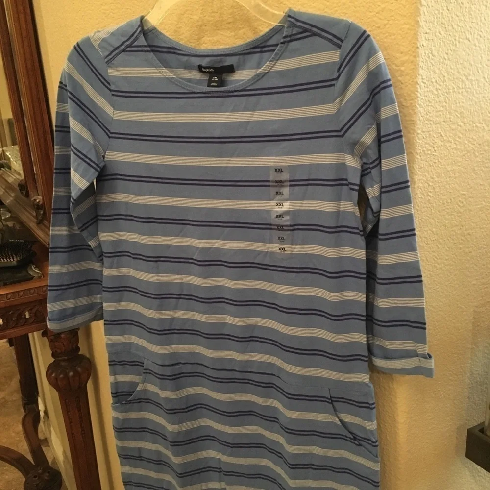 NWT~GAPKIDS Blue Stripe Dress Size XXL (14-16)